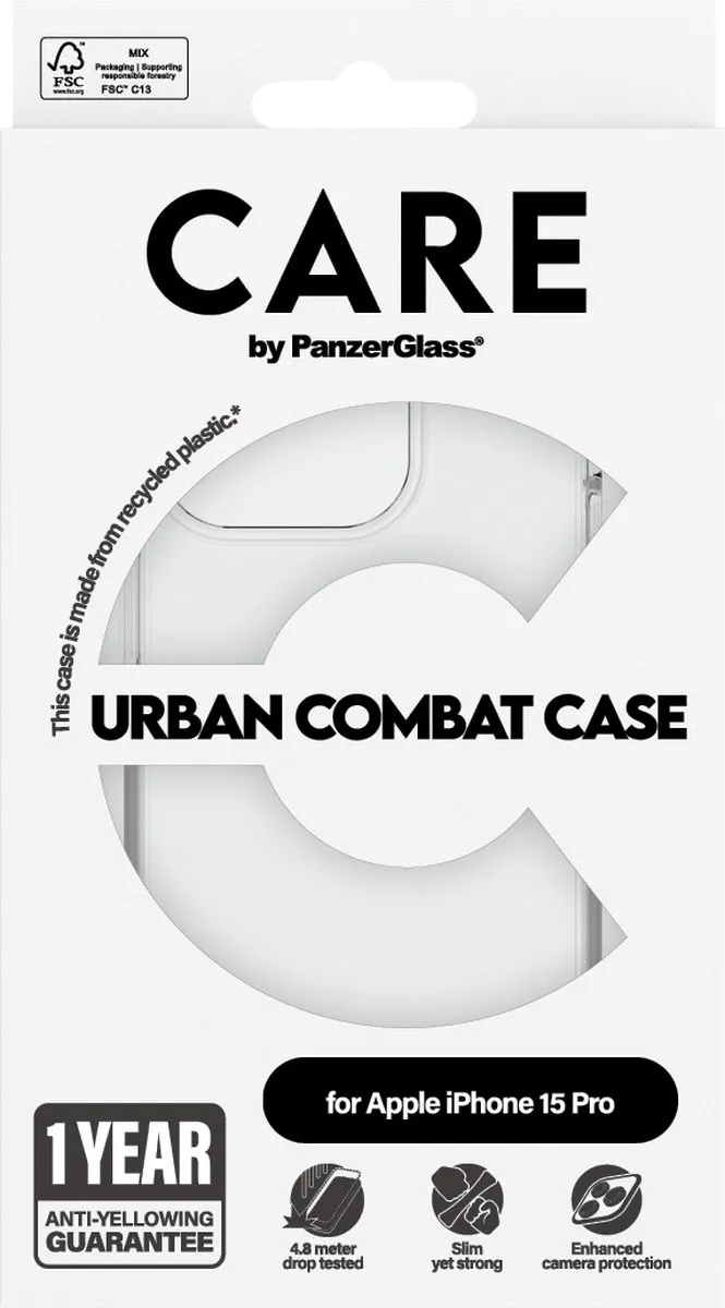 PanzerGlass CARE iPhone 15 Pro Hoesje - Transparant - MPN 1422