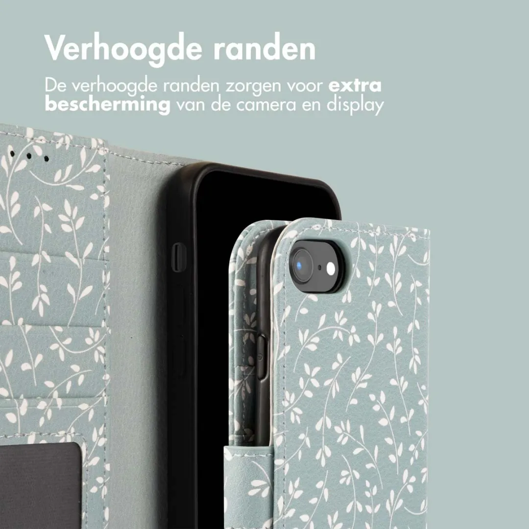 Imoshion iPhone 16e Hoesje Smoke Green Flowers - 3 Pasjes