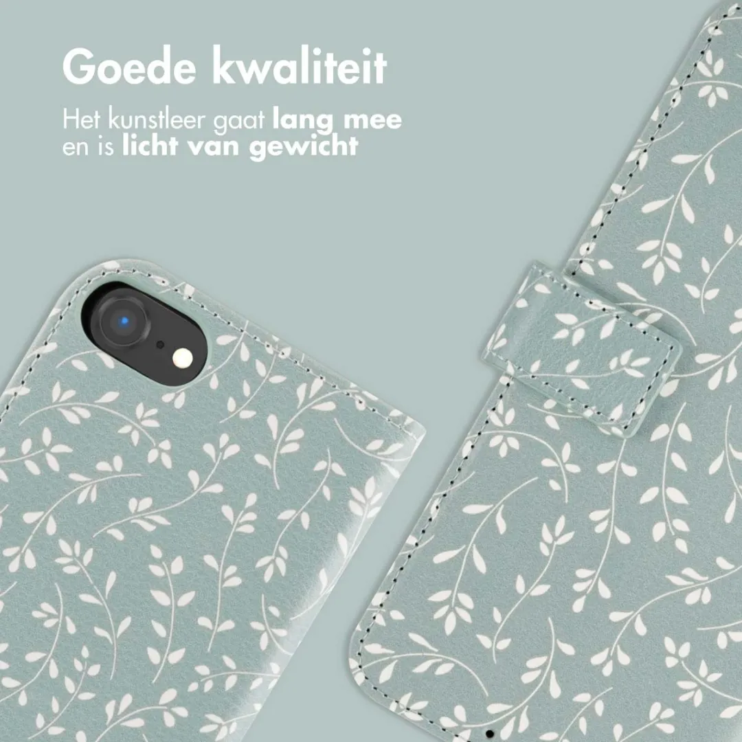 Imoshion iPhone 16e Hoesje Smoke Green Flowers - 3 Pasjes