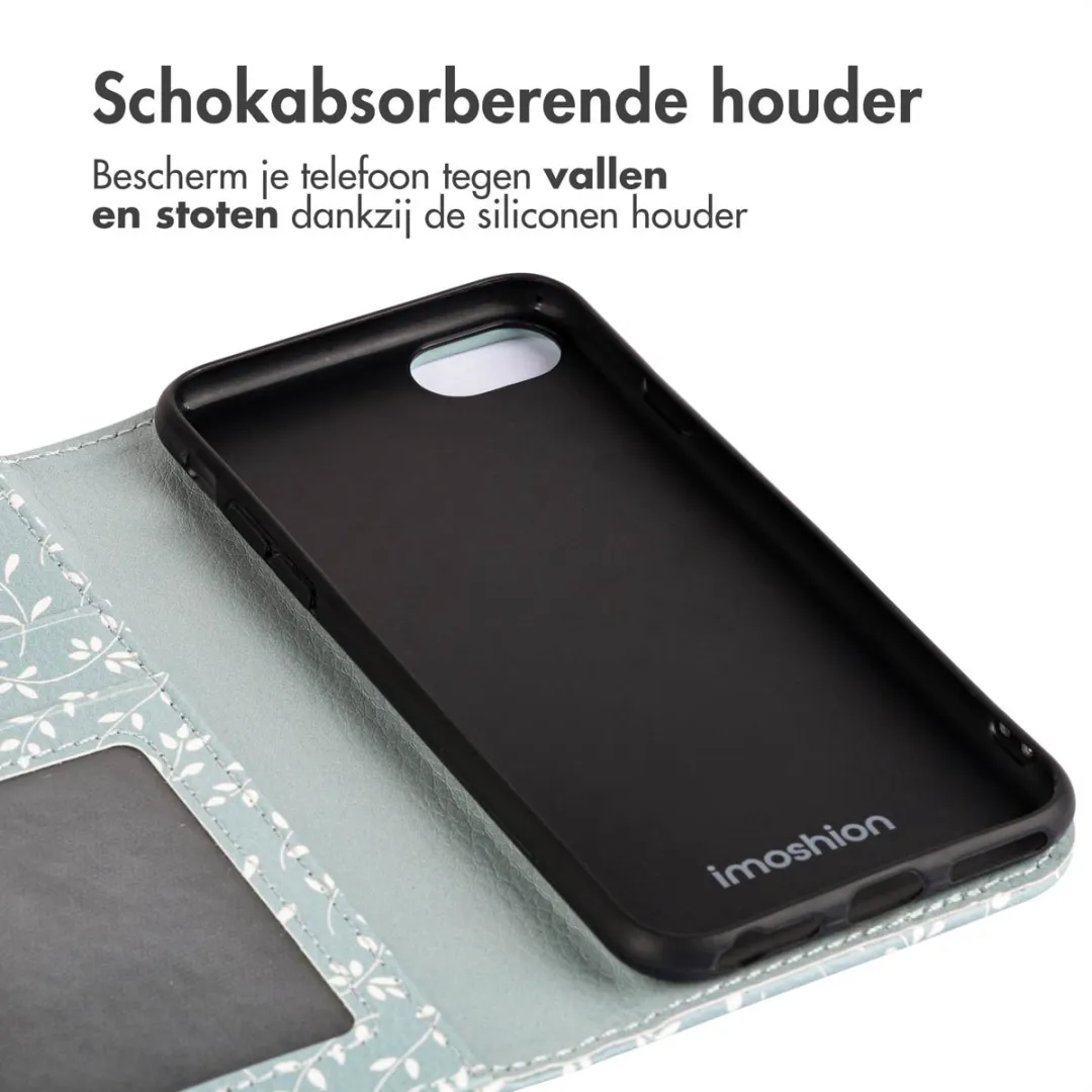 Imoshion iPhone 16e Hoesje Smoke Green Flowers - 3 Pasjes