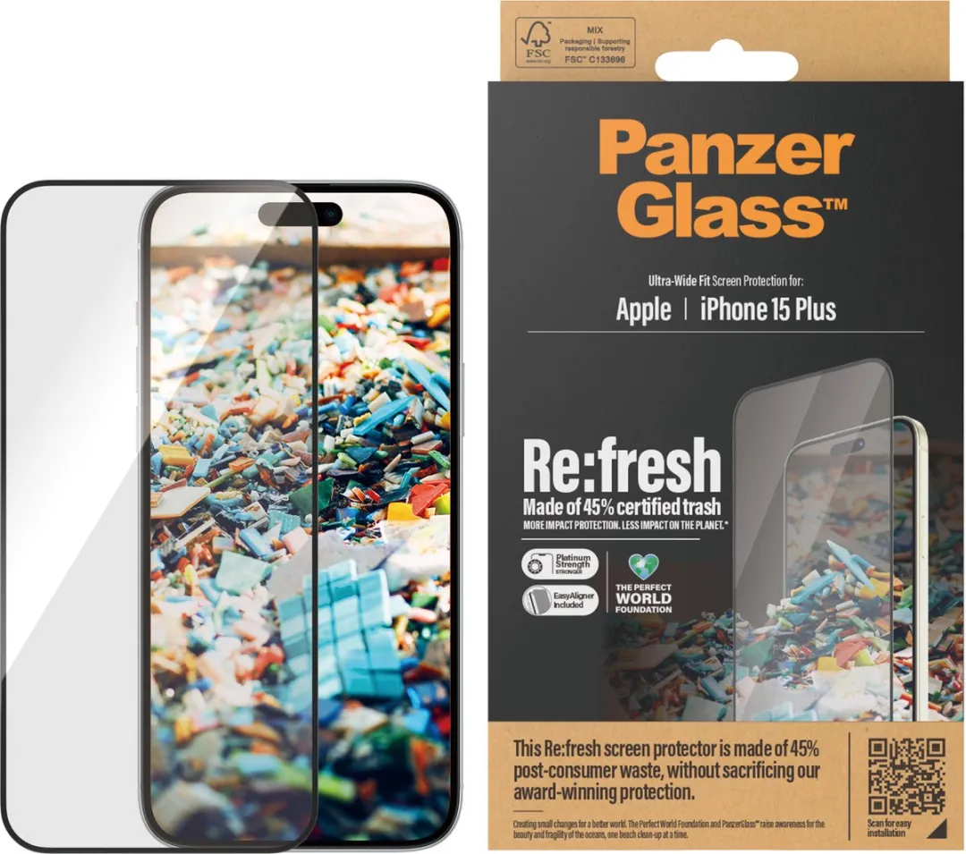 PanzerGlass iPhone 15 Plus Schermbeschermer - Full Screen - met EasyAligner
