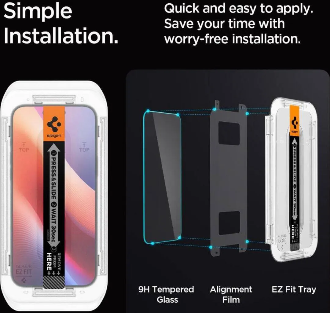 Spigen Glas.tR EZ Fit iPhone 16 Pro Max - 9H - Heldere beschermer