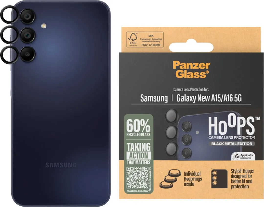 PanzerGlass Hoops Camera Lens Protector Samsung Galaxy A16 - Zwart