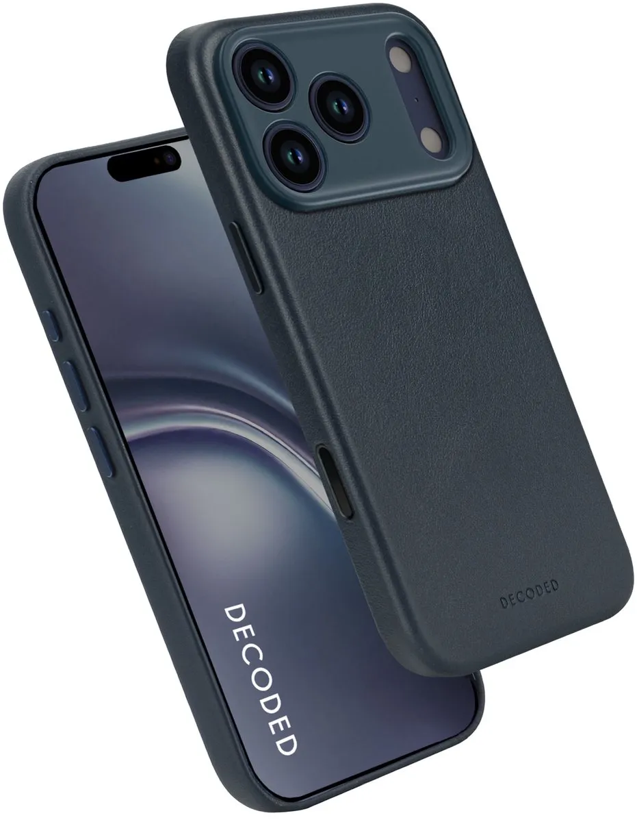Decoded Hoesje iPhone 17 Pro - Premium Ecco Leer - Navy Blauw