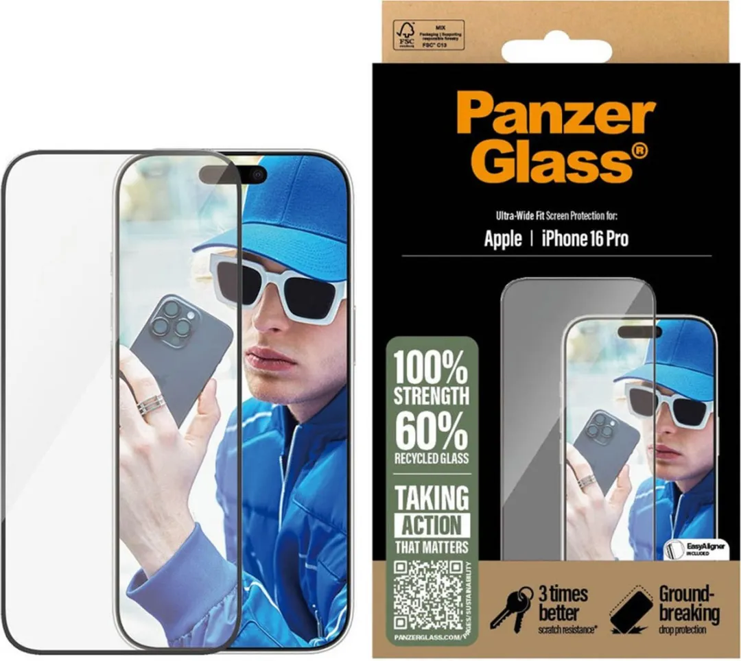 PanzerGlass Ultra-Wide Fit iPhone 16 Pro Schermbeschermer - Case Friendly