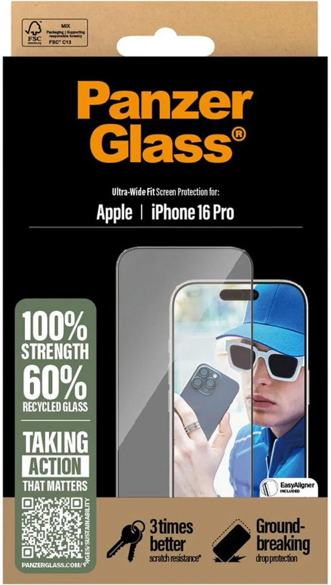 PanzerGlass Ultra-Wide Fit iPhone 16 Pro Schermbeschermer