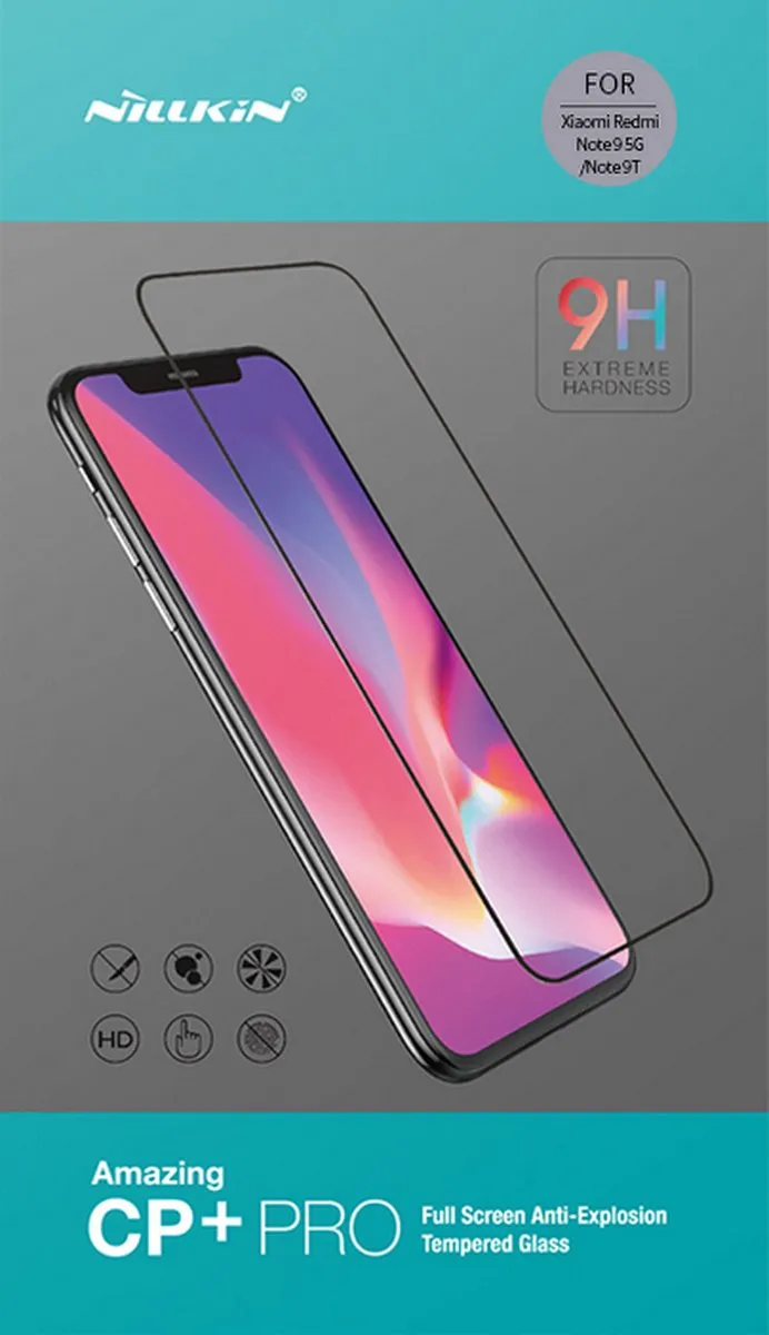 Nillkin Amazing CP+ Pro Tempered Glass Xiaomi Redmi Note 9T - Zwart - afbeelding 3 van 4