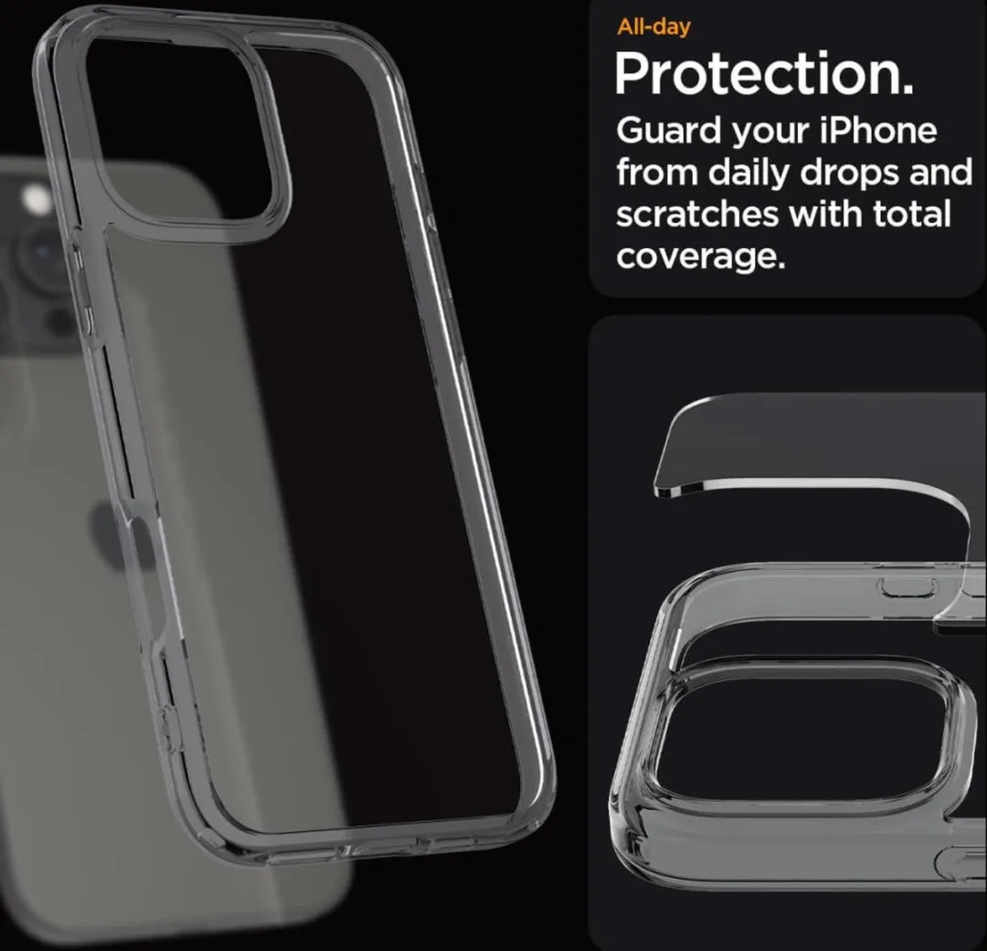 Spigen Ultra Hybrid Hoesje iPhone 16 Pro - Grijs/Transparant - afbeelding 6 van 6