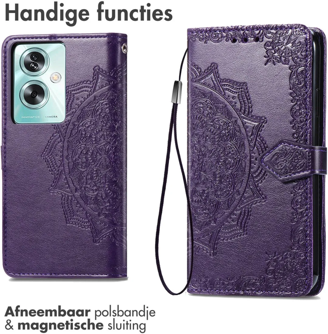 Imoshion Hoesje Oppo A79 Mandala Bookcase - 3 Stuks - Paars