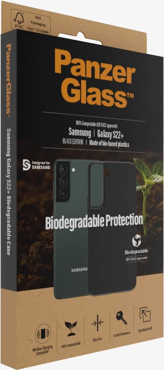 PanzerGlass Biodegradable Hoes Samsung Galaxy S22+ - Zwart