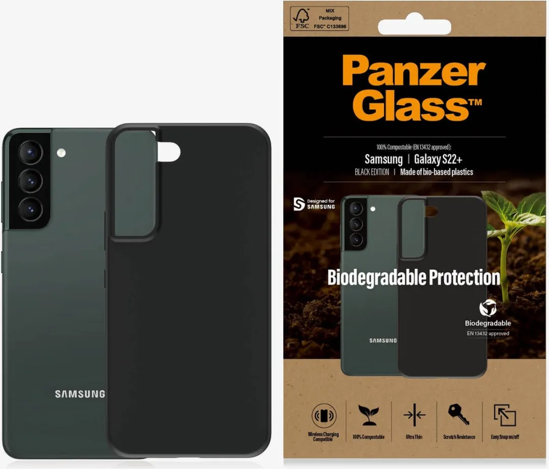 PanzerGlass Biodegradable Hoes Samsung Galaxy S22+ - Zwart