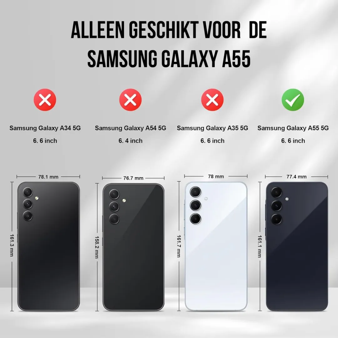NUVEX Hoesje Samsung Galaxy A55 Pasjeshouder - 2 Stuks - Zwart