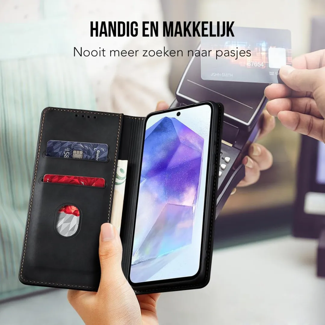 NUVEX Hoesje Samsung Galaxy A55 Pasjeshouder - 2 Stuks - Zwart