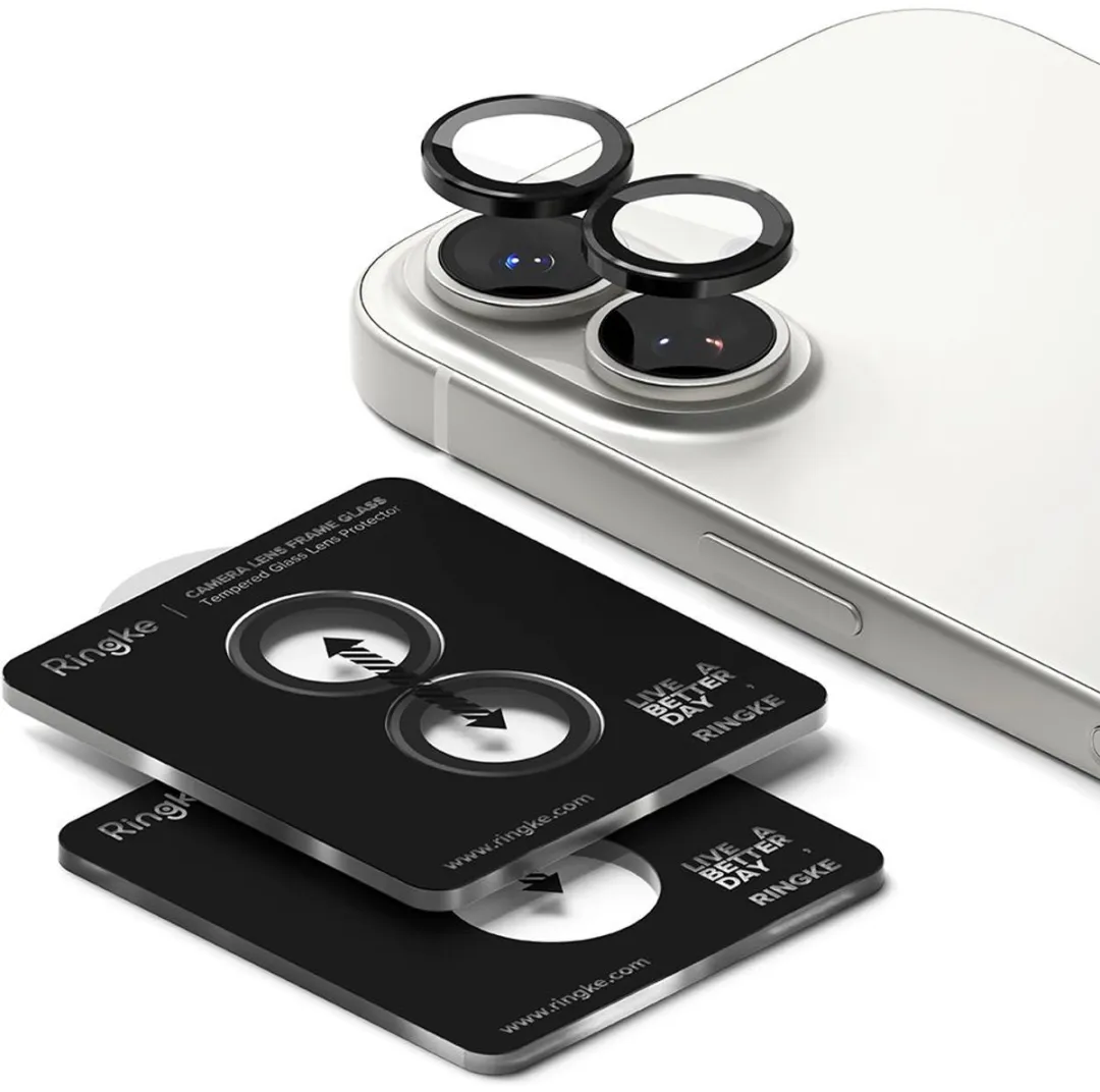Ringke Frame Glass iPhone 17 Camera Beschermer - 2 Stuks - Zwart