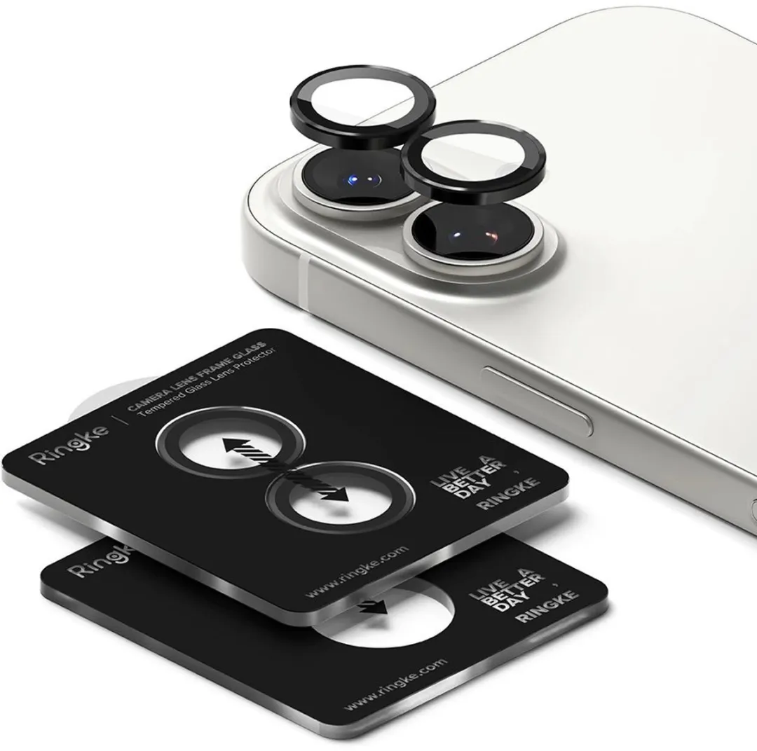 Ringke Frame Glass iPhone 17 Camera Beschermer - 2 Stuks - Zwart