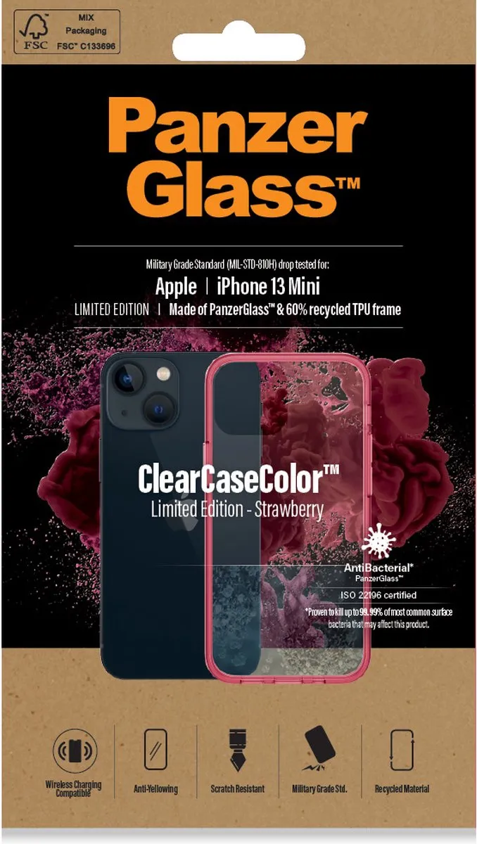 PanzerGlass ClearCaseColor iPhone 13 Mini - Rood - PZ-0330