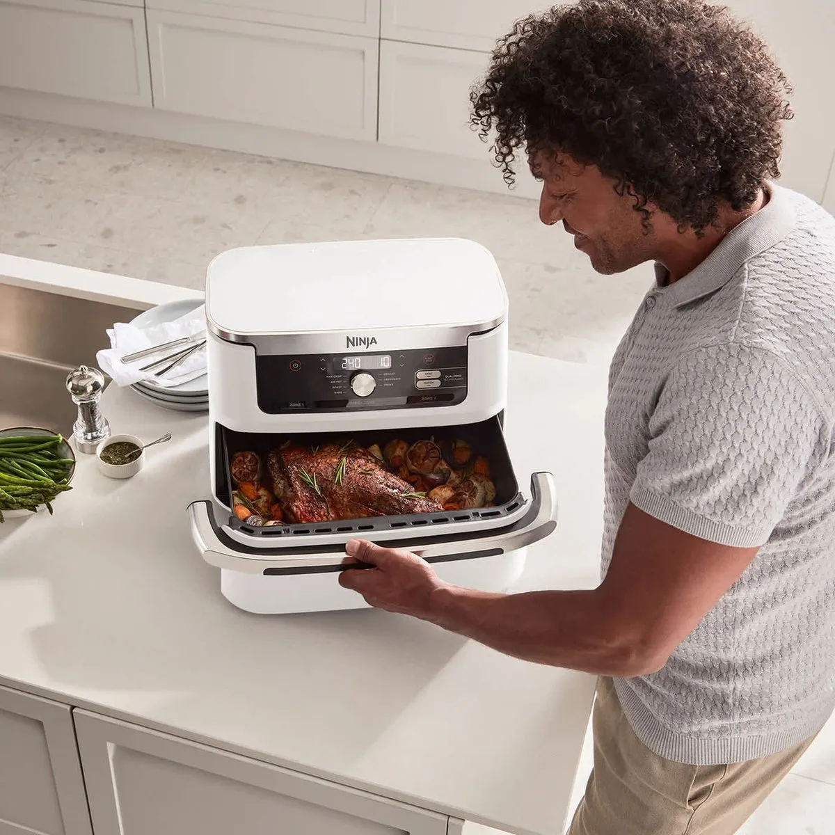 Ninja Foodi AF500EUWH Mega Dubbele Airfryer XXL - 10.4L - Wit
