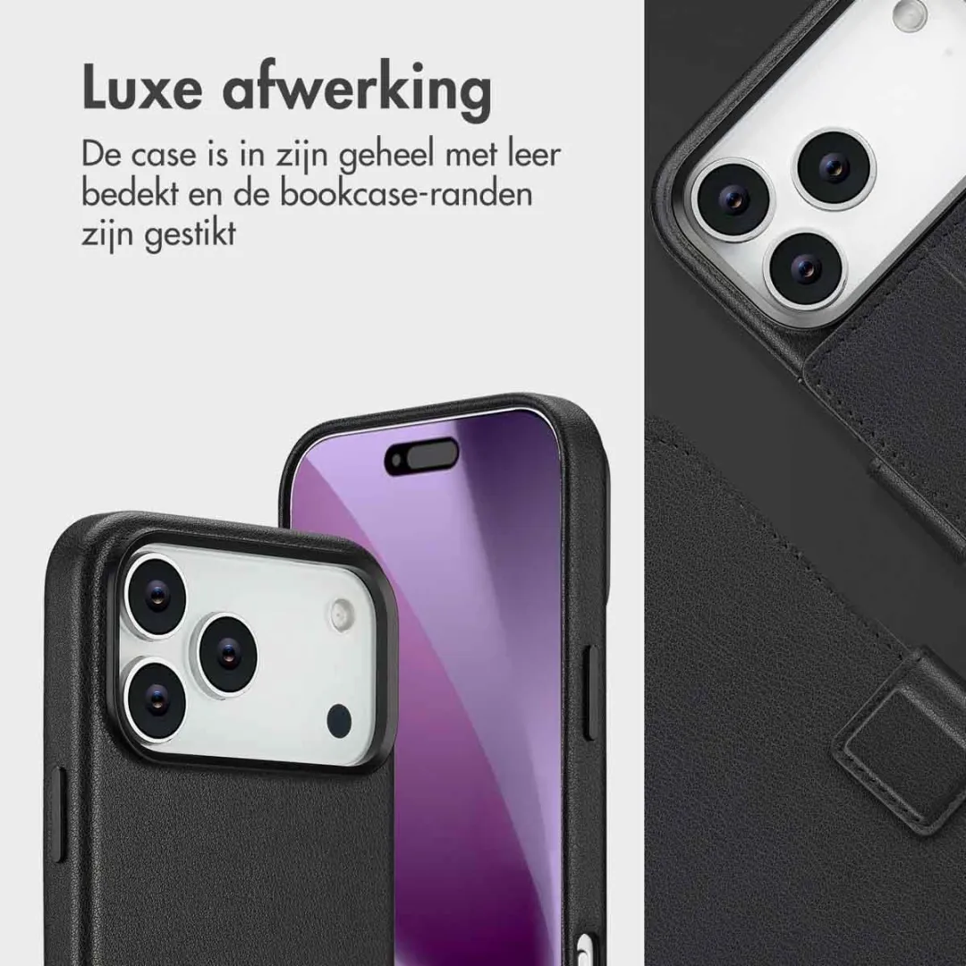Accezz Hoesje iPhone 17 Pro Max - Leather Bookcase 2-in-1 - 3 Pasjes - Zwart