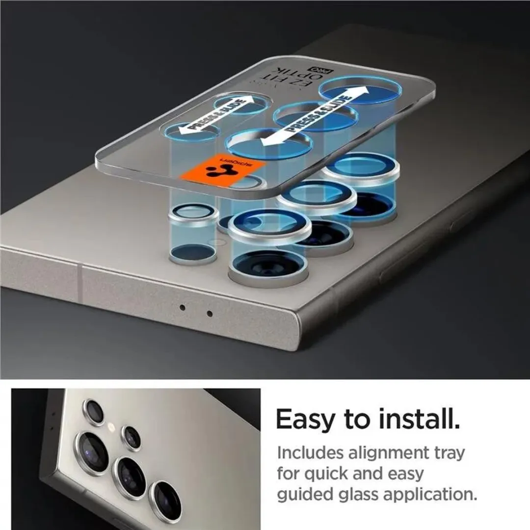 Spigen Glass tR EZ Fit Optik Pro - Samsung Galaxy S24 Ultra - 2 Stuks - Grijs - afbeelding 3 van 6
