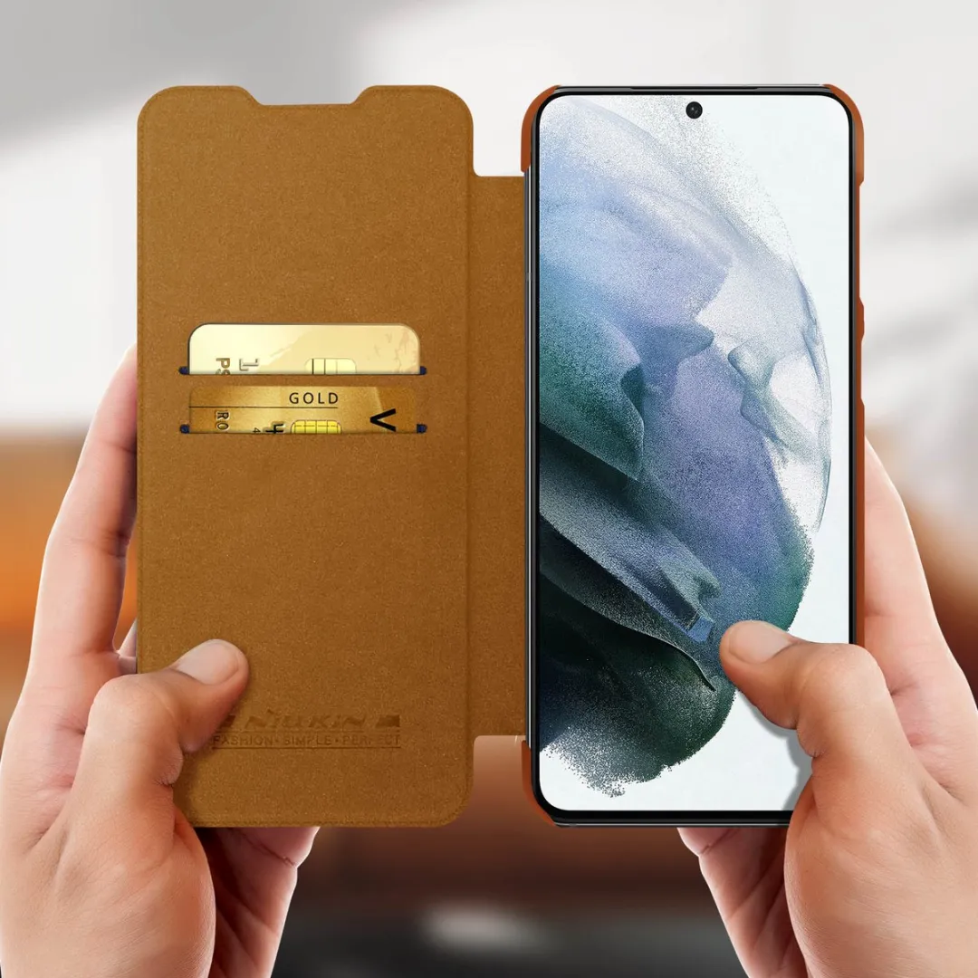 Nillkin Qin Leather Flip Cover - Samsung Galaxy S21 Plus - Bruin - afbeelding 3 van 6