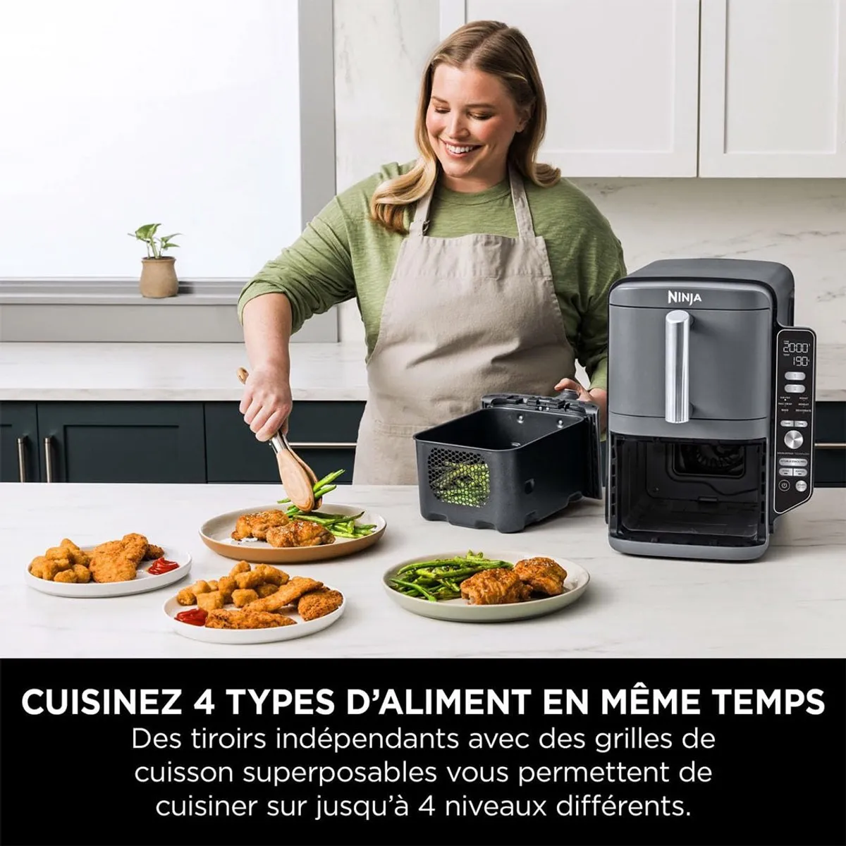 Ninja Double Stack Airfryer XXL - 9.5 Liter - Dubbele Gestapelde Lades - 6 Programma's - Inclusief Kookrekjes - SL400EU