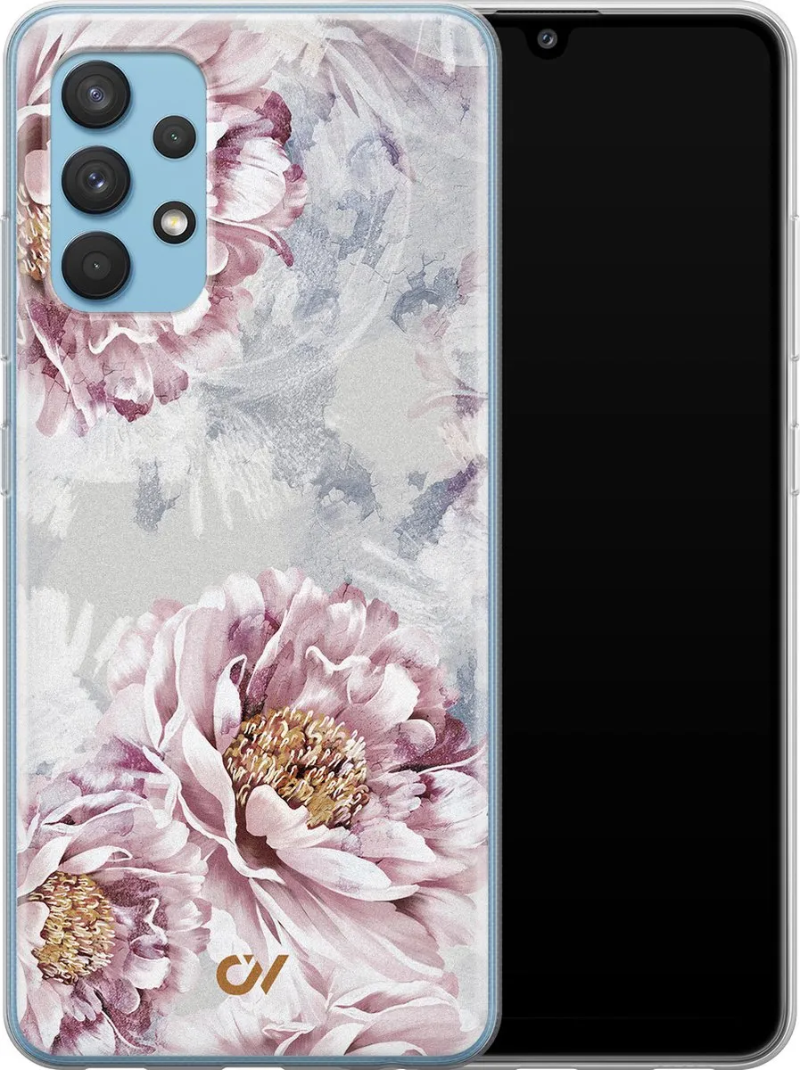 Casevibes Samsung Galaxy A32 4G Hoesje - Beige Floral Print