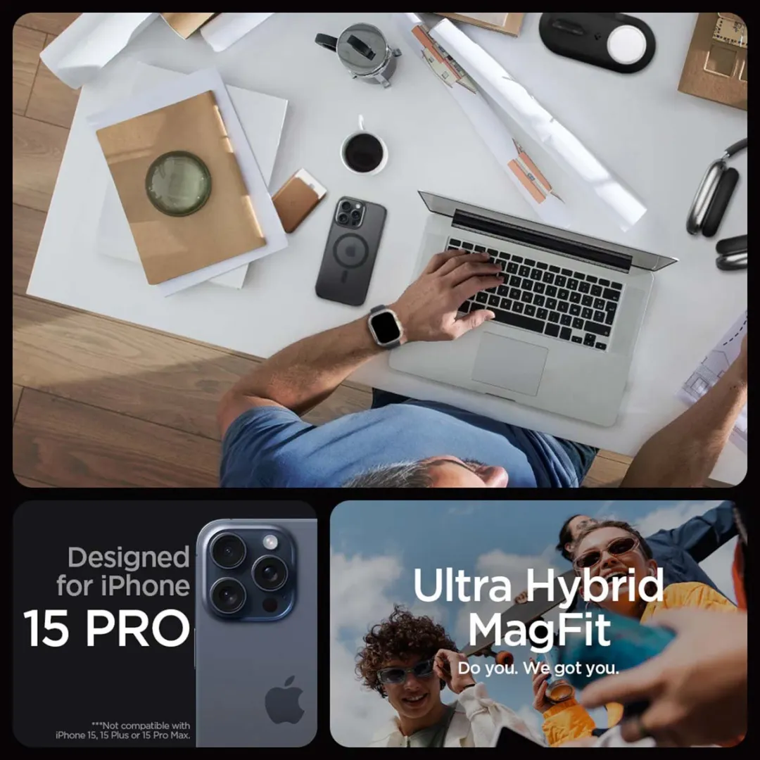 Spigen Ultra Hybrid MagFit ACS06720 iPhone 15 Pro Hoes - Zwart
