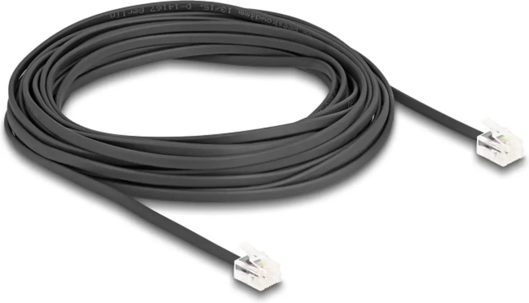Delock Telefonkabel RJ11 RJ11 10m - Zwart
