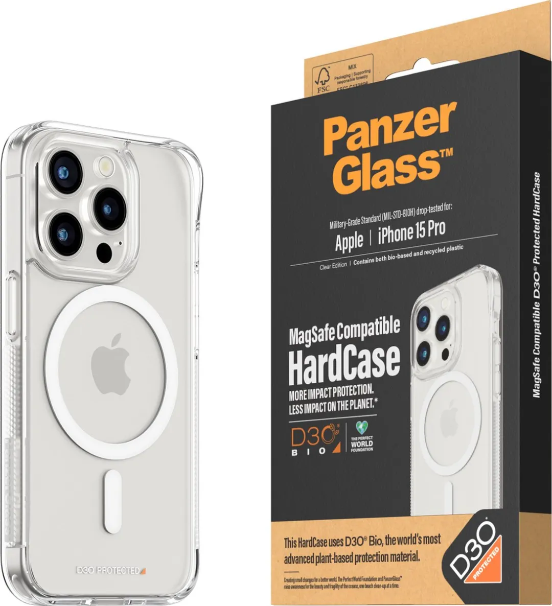 PanzerGlass iPhone 15 Pro HardCase D3O 1181 - Transparant