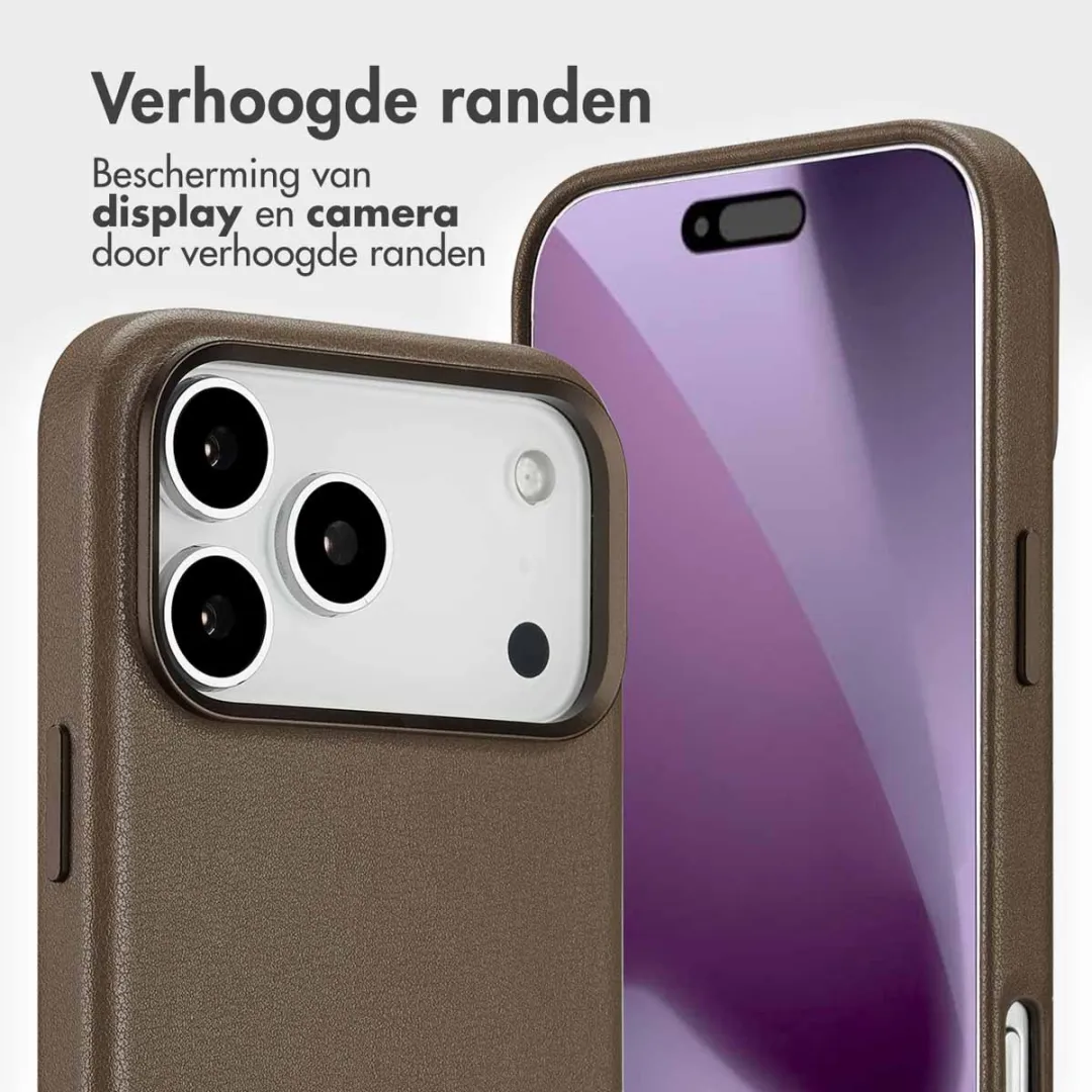 Accezz Hoesje iPhone 17 Pro Max - Leather Bookcase 2-in-1 - Bruin