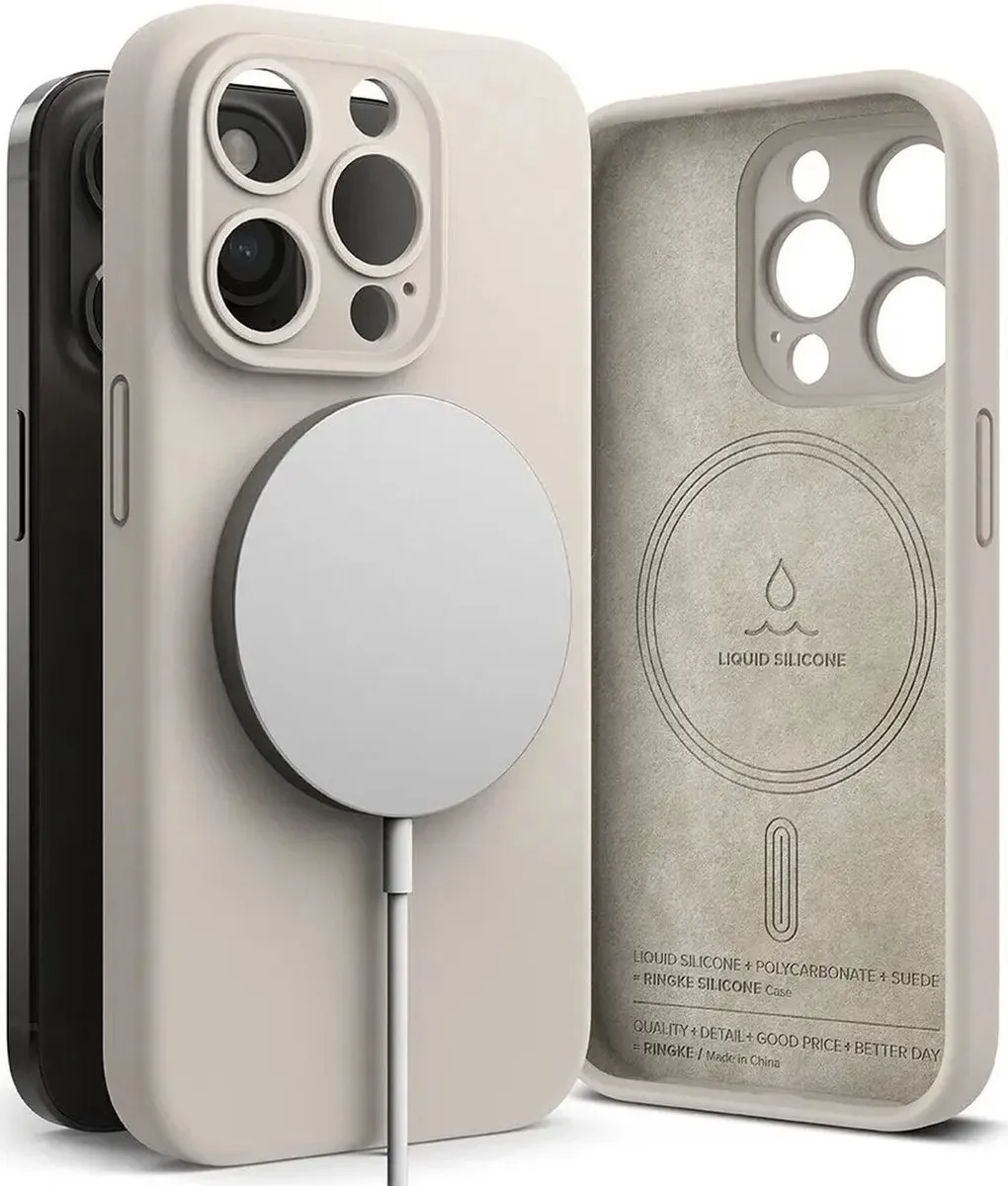 Ringke Silicone Hoesje iPhone 15 Pro - MagSafe - Beige