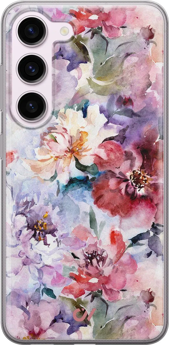 Casevibes Samsung Galaxy S23 Hoesje - Roze Bloemen Acryl