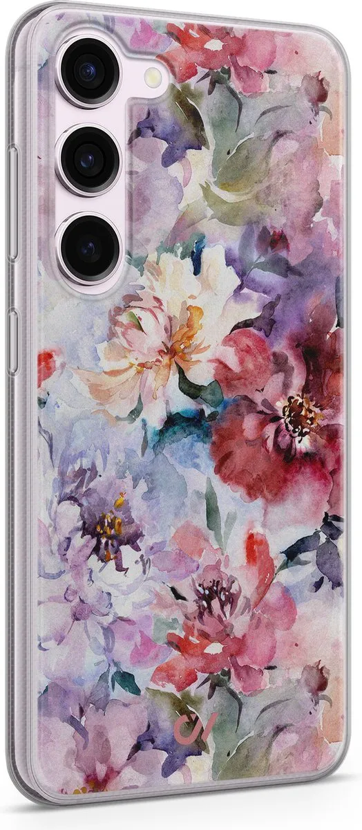Casevibes Samsung Galaxy S23 Hoesje - Roze Bloemen Acryl