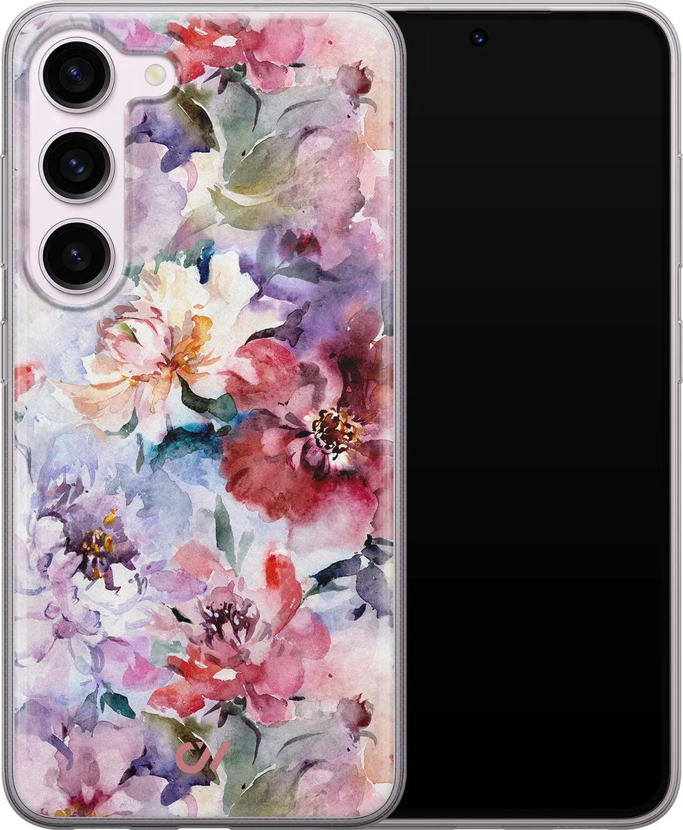 Casevibes Samsung Galaxy S23 Hoesje - Roze Bloemen Acryl