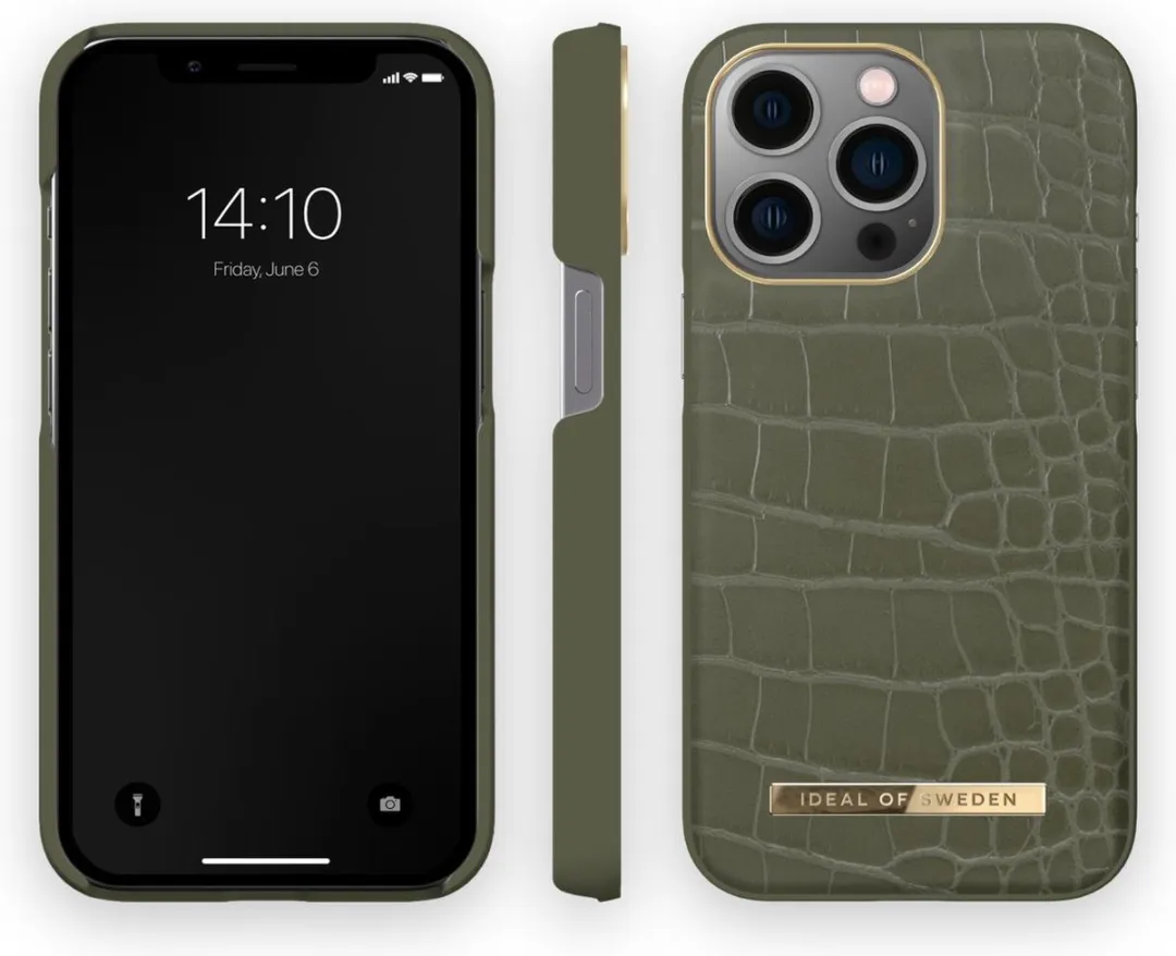 iDeal of Sweden iPhone 13 Pro Backcover Atelier Case - Khaki Croco - afbeelding 6 van 6
