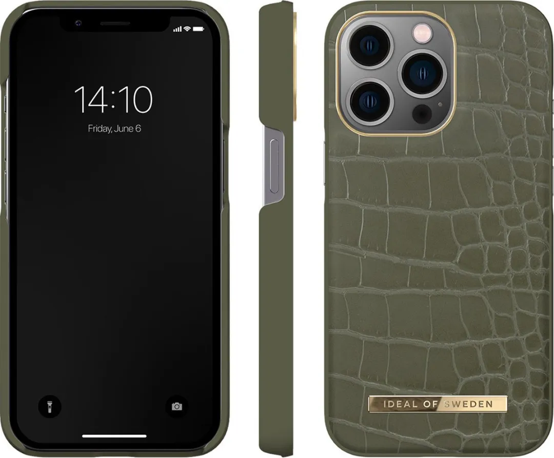 iDeal of Sweden iPhone 13 Pro Backcover Atelier Case - Khaki Croco