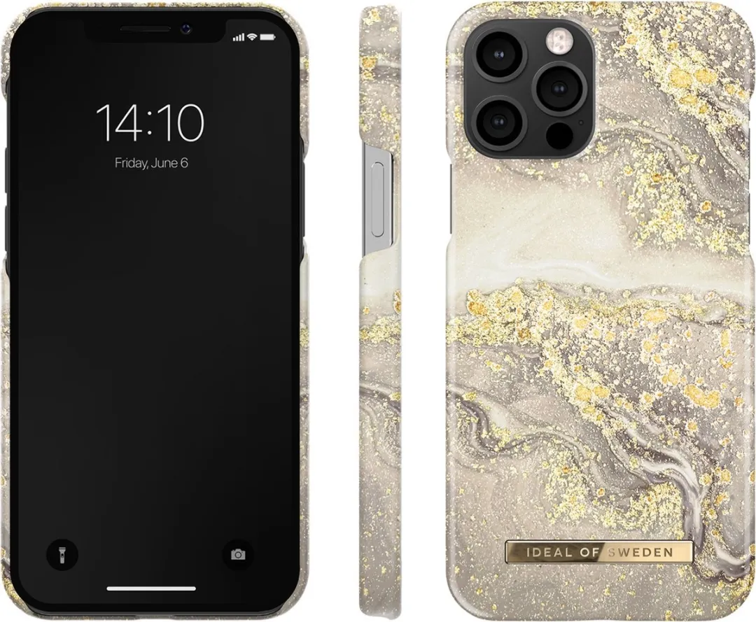 iDeal of Sweden iPhone 12/12 Pro Fashion Case - Sparkle Greige Marble - afbeelding 2 van 6
