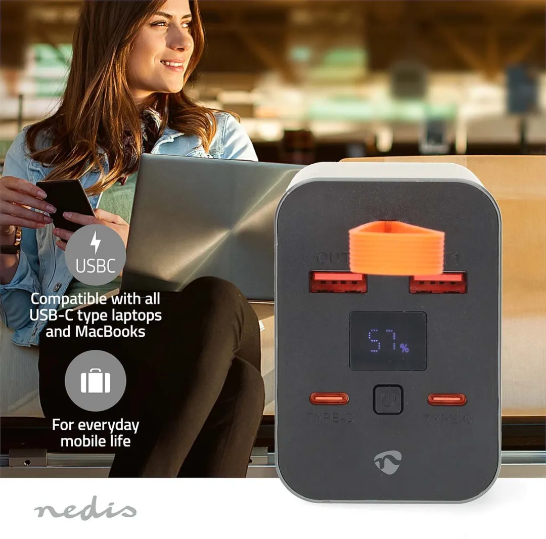 Nedis PBKPD100W25BK Powerbank 30000mAh - 100W PD3.0 - Zwart