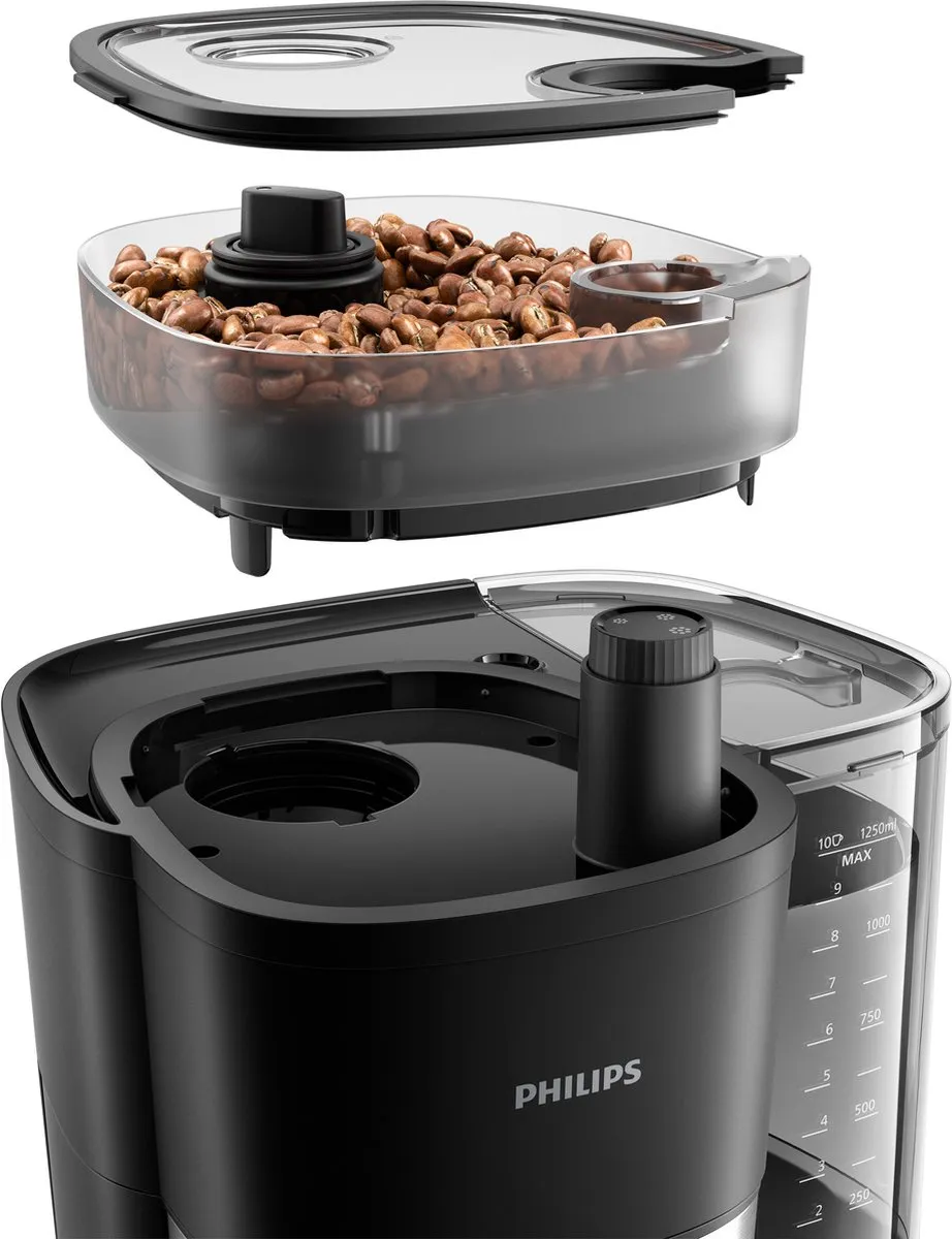Philips HD7888/01 All-in-1 Koffiezetapparaat met molen - 10 Kopjes - 1,25L - Zwart