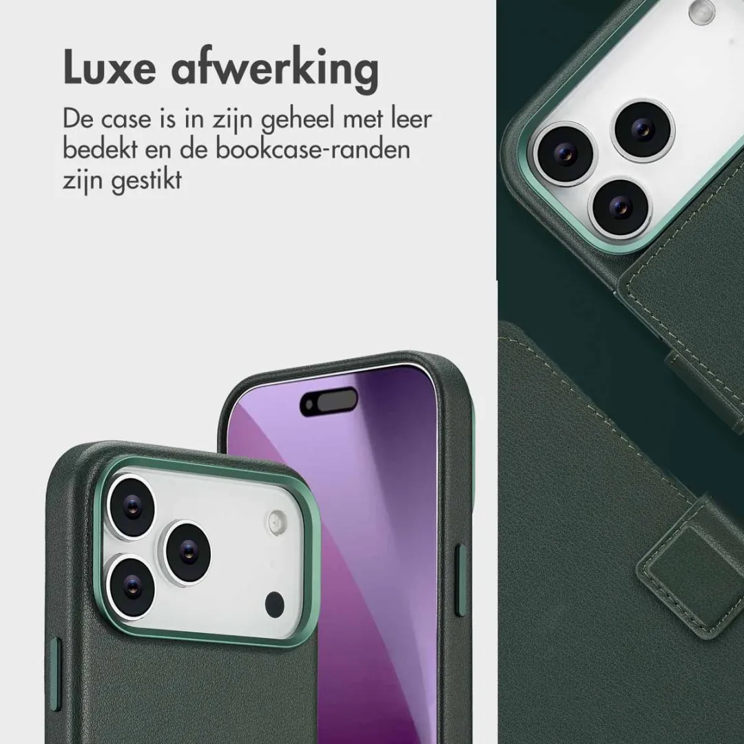 Accezz Hoesje iPhone 17 Pro Max - Leather Bookcase 2-in-1 - Cedar Green