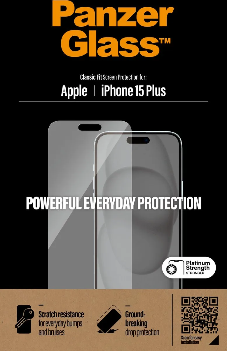 PanzerGlass Classic Fit iPhone 15 Plus Schermbeschermer - Case Friendly