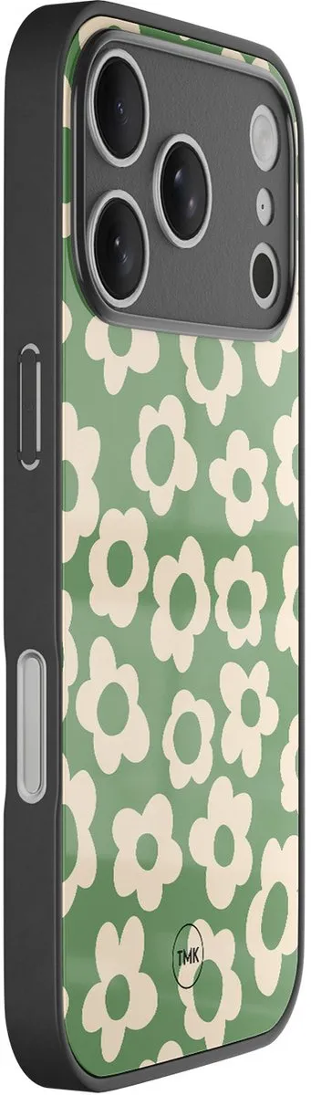Casevibes iPhone 17 Pro Hoesje - Groen Retro Cute Flowers