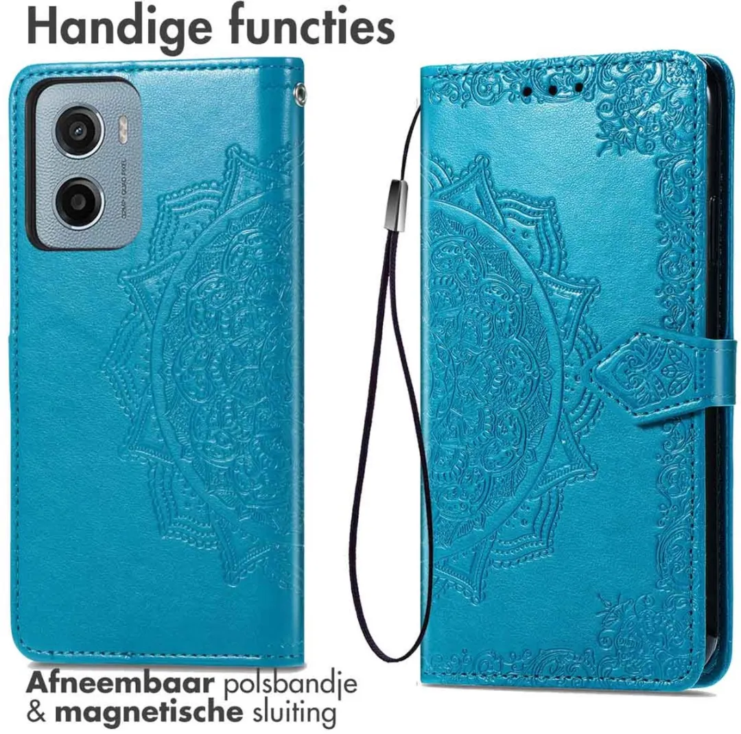 Imoshion Hoesje Moto G05/E15 Mandala Turquoise - 3 Pasjes - afbeelding 6 van 6