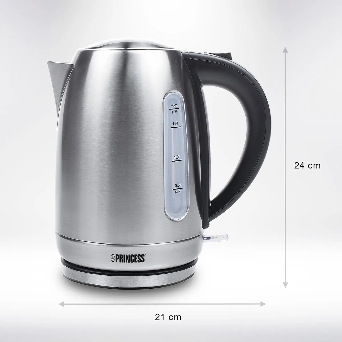 Princess Waterkoker 236018 – 1.7 Liter – 360° draaibaar - 2200W– RVS