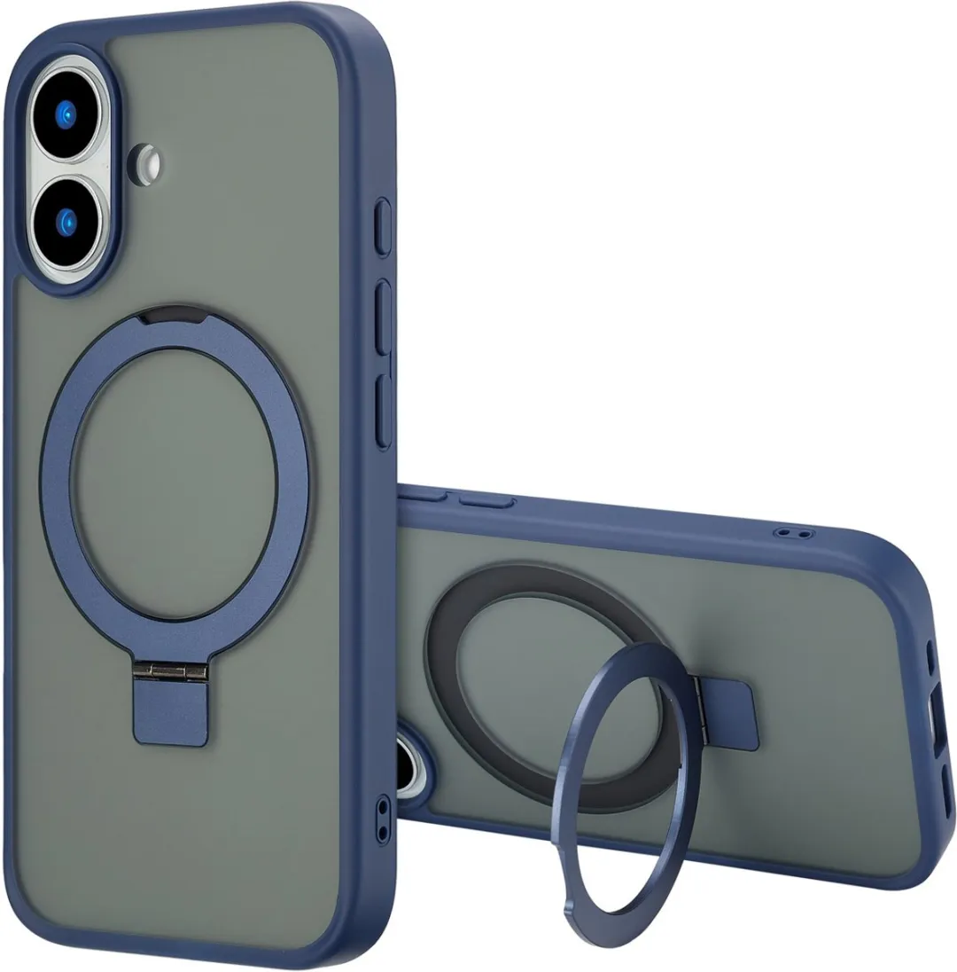 Accezz iPhone 16 Hoesje - MagSafe Ring Stand - Blauw