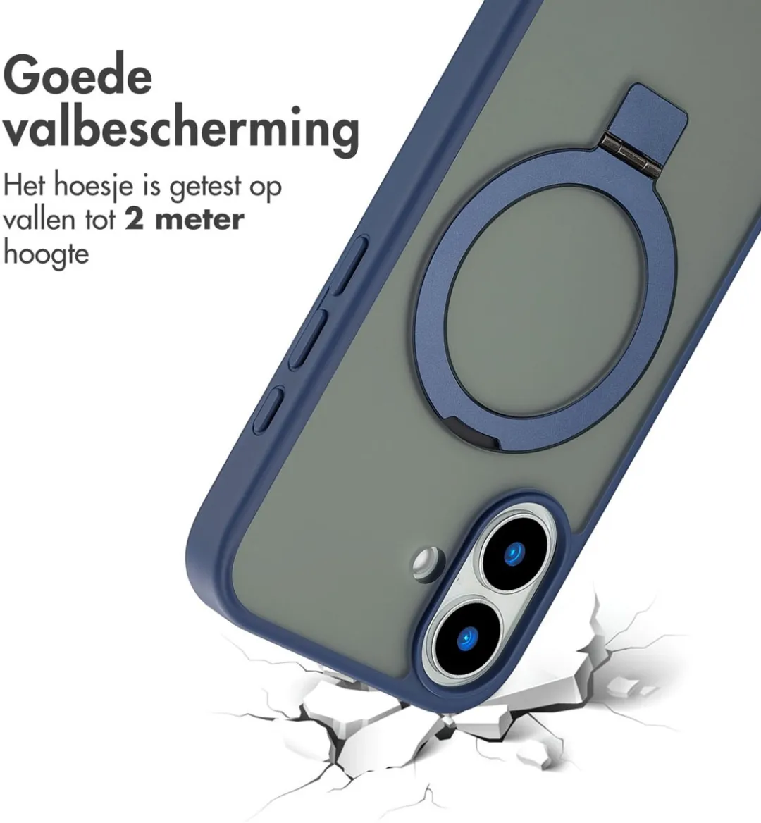 Accezz iPhone 16 Hoesje - MagSafe Ring Stand - Blauw
