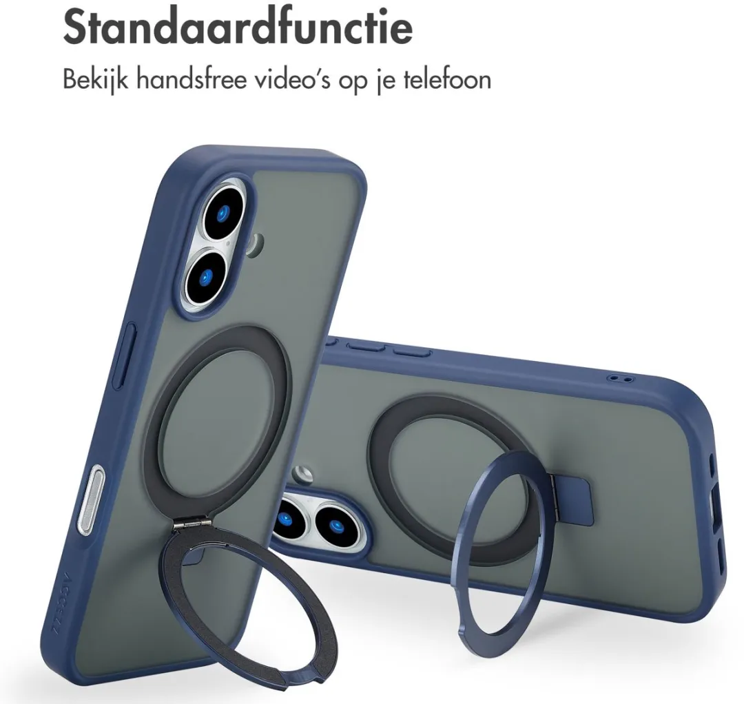 Accezz iPhone 16 Hoesje - MagSafe Ring Stand - Blauw