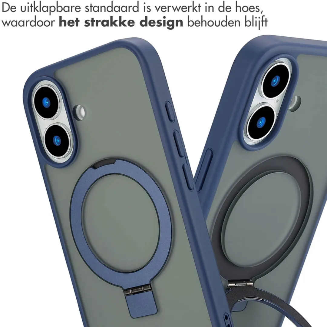 Accezz iPhone 16 Hoesje - MagSafe Ring Stand - Blauw