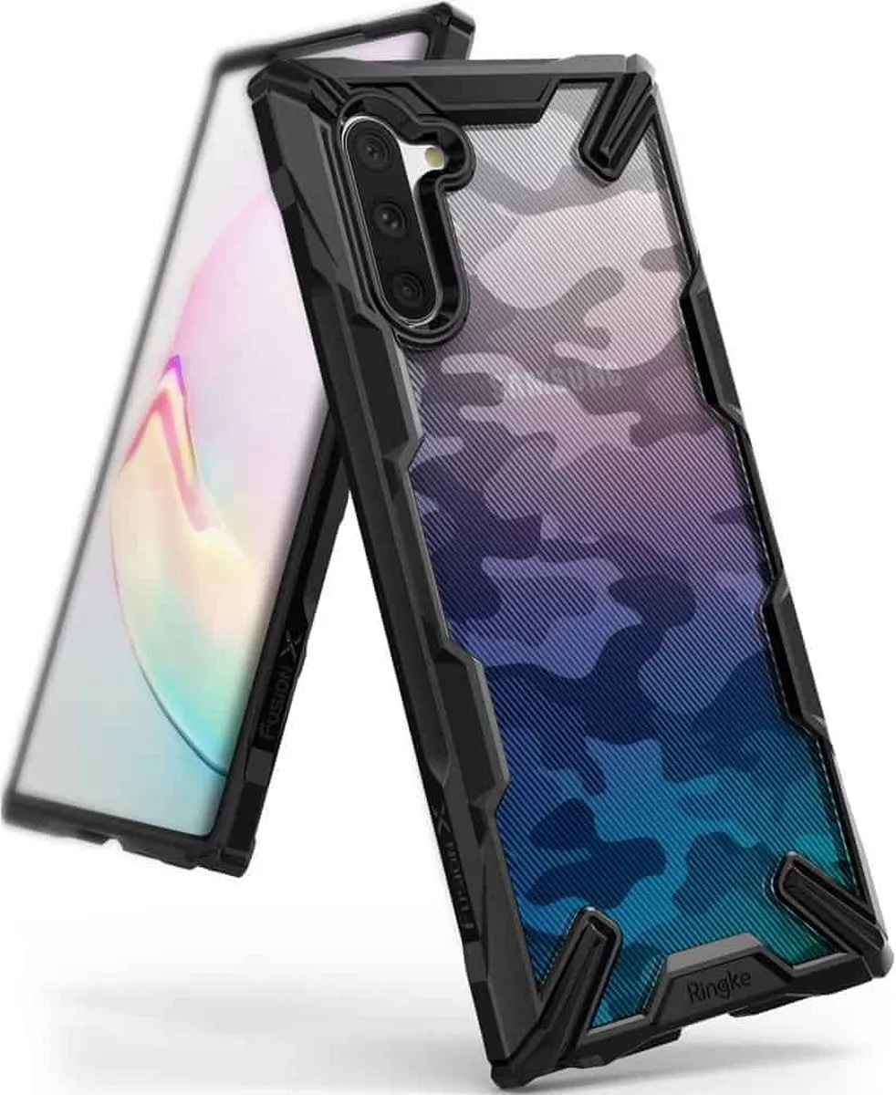 Ringke Fusion X Design Backcase Samsung Galaxy Note 10 - Camo Zwart