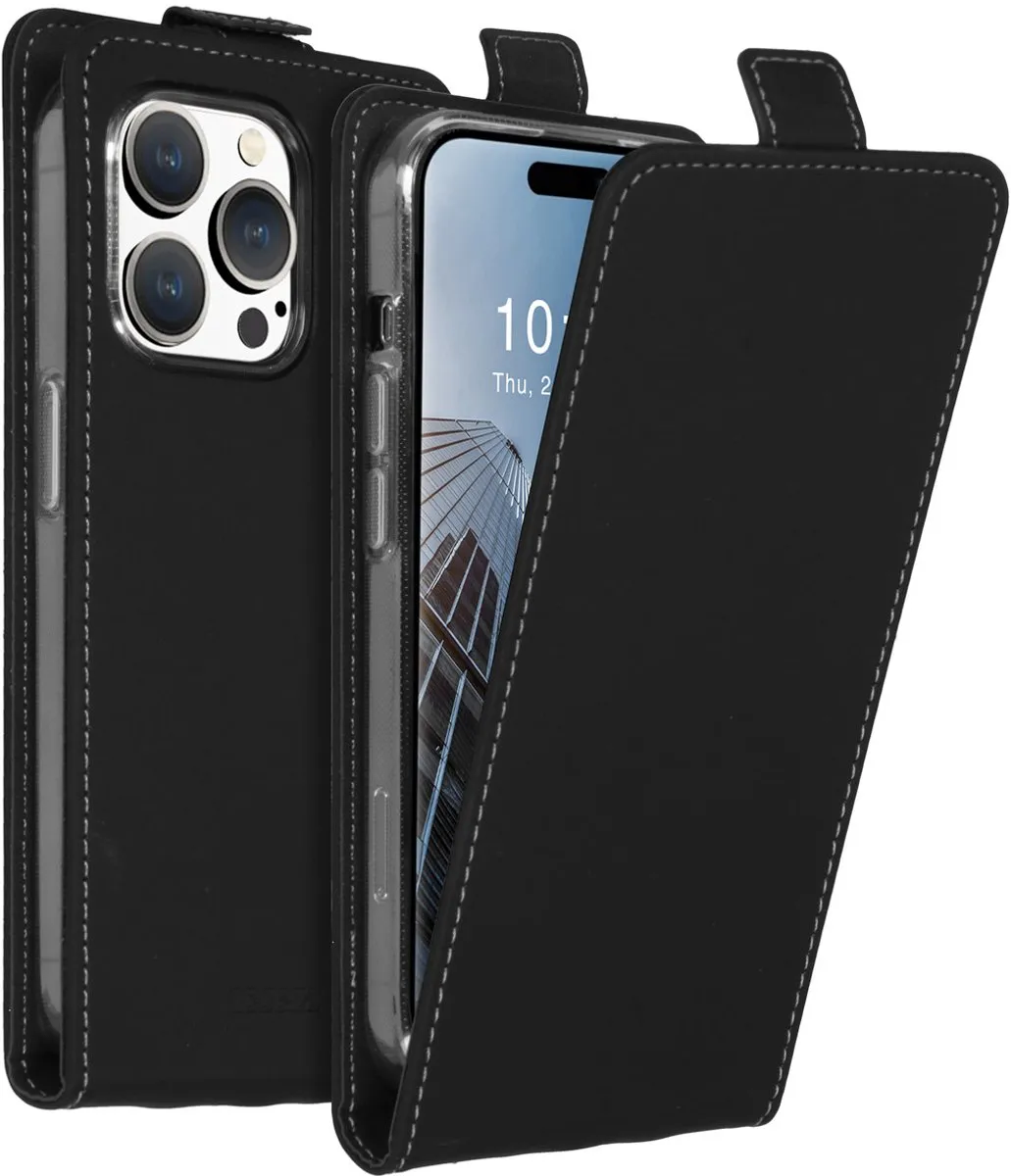 Accezz Hoesje iPhone 15 Pro Flipcase - Zwart